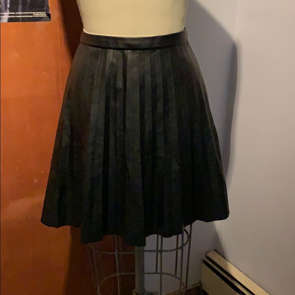 J. Crew Pleated Leather Mini Skirt